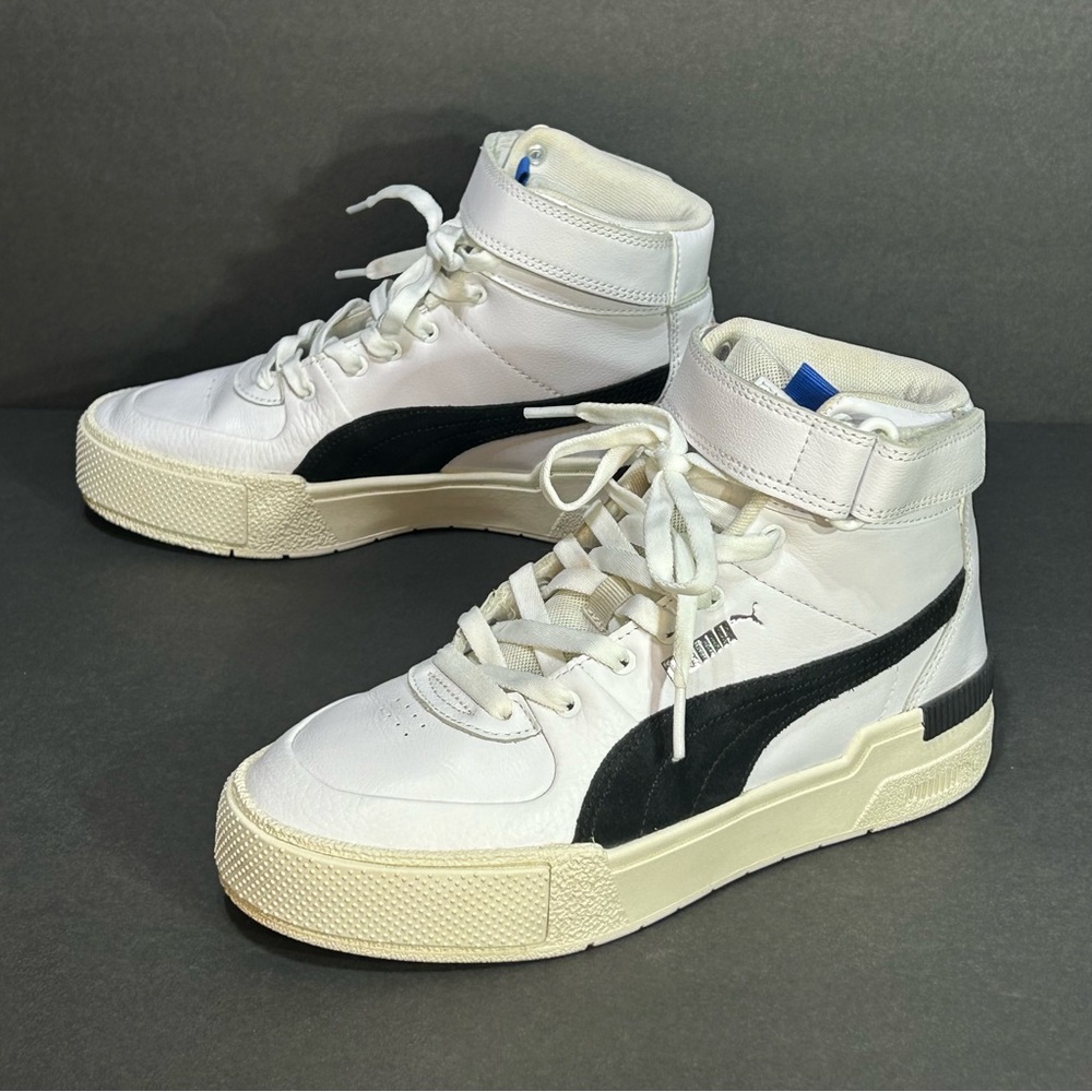 Puma Cali Sport Top Contact White Marshmallow High Top Shoes Pink Logo US Size 8
